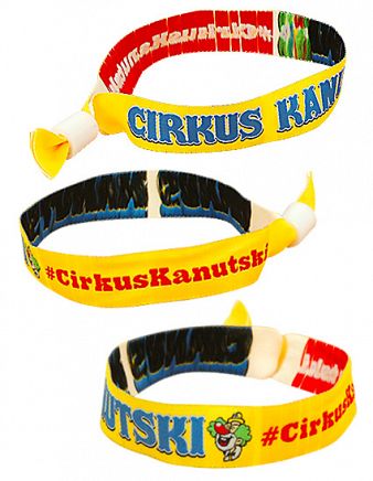 Entrebånd til cirkus i farver med logo & tekst fra je.dk