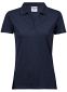 Luxury Stretch V-neck Polo, dame: Størrelse: 3XL, Farve: Navy