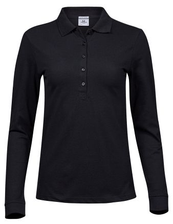 Luxury Stretch Long Sleeve Polo, dame