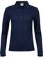 Luxury Stretch Long Sleeve Polo, dame: Størrelse: 3XL, Farve: Navy