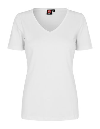 Interlock, T-shirt, v-hals, dame