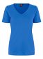 Interlock, T-shirt, v-hals, dame: Størrelse: XL, Farve: Azurblå